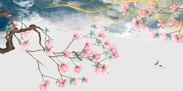 玉蘭花水彩畫