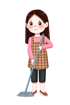 做家務(wù)的女孩卡通人物形象
