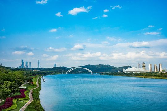 南宁天际线邕江风景