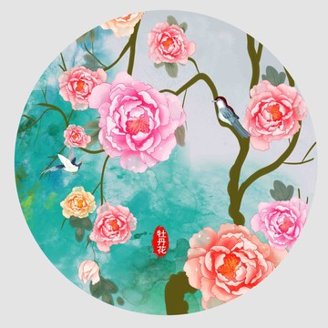 圓形牡丹