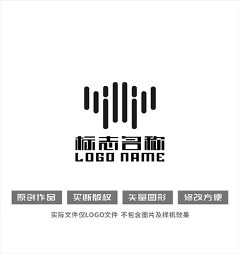 W字母標(biāo)志舞動(dòng)音樂(lè)logo