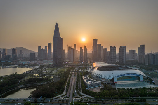 航拍深圳湾全景