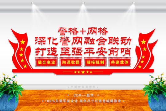 警網(wǎng)融合文化墻