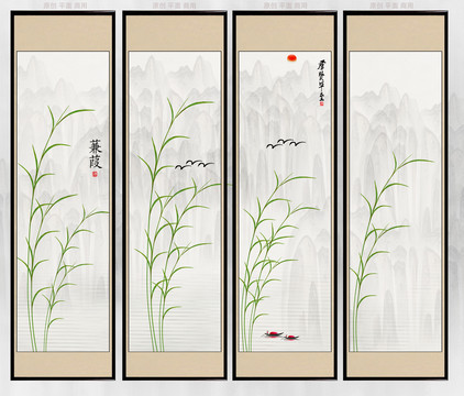 四條屏花鳥