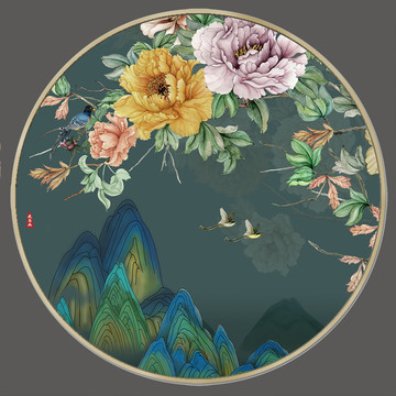 新中式花鳥山水畫