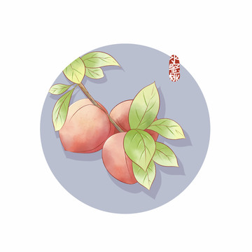 水蜜桃插畫風(fēng)水彩風(fēng)元素