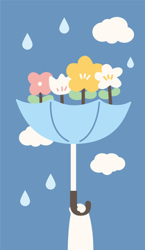 雨傘上的花