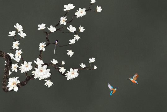 新中式花鳥(niǎo)背景墻