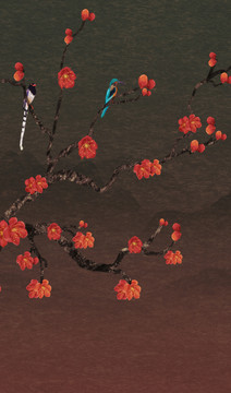 花鳥電視背景墻
