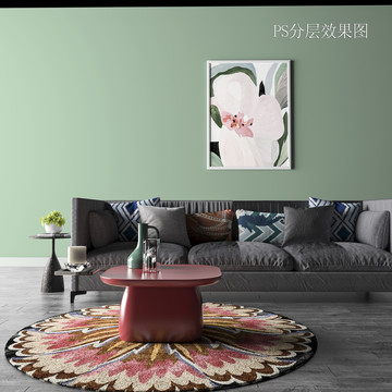 ps分層北歐風(fēng)客廳效果圖模型