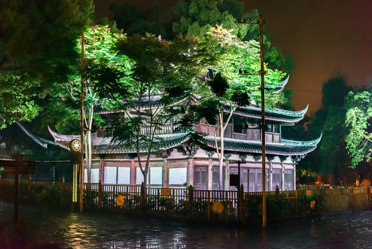 四川省芦山县汉姜古城姜公庙夜景