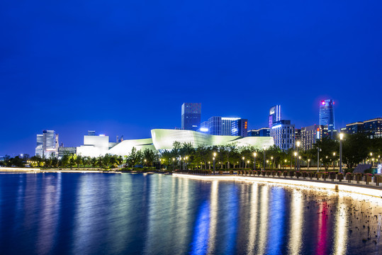 宁波东部新城核心区夜景