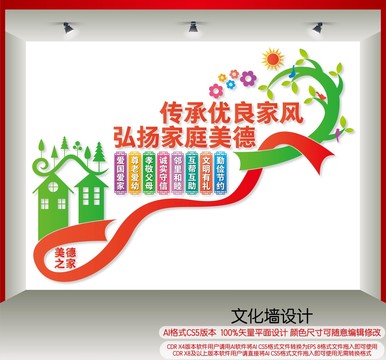 弘揚家庭美德樓梯墻