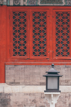 北京故宫红墙建筑和雕塑