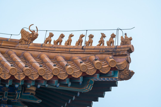 北京故宫建筑屋顶雕塑