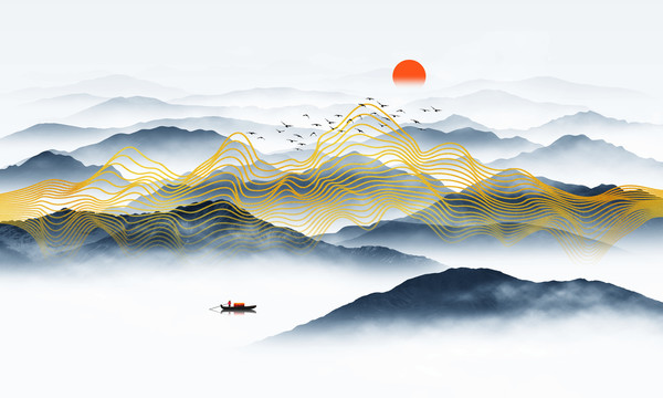 抽象線條山水畫