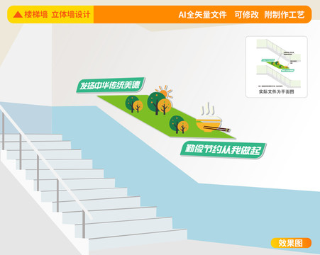 餐廳樓梯文化墻