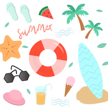 卡通手繪夏日氛圍元素