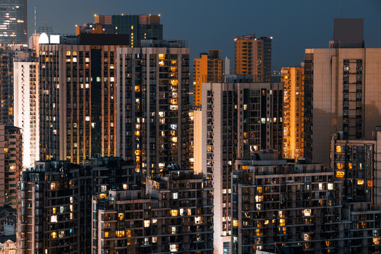 城市小区夜景