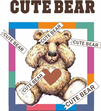 矢量动物熊英文可爱卡通图案印花
