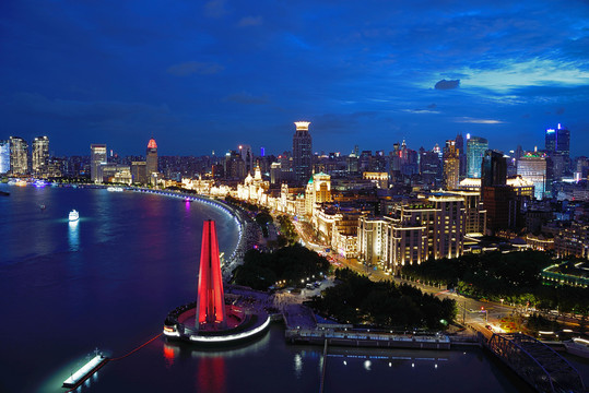 上海外滩黄浦江城市建筑风光夜景