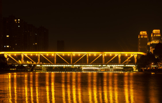 天津海河进步桥夜景