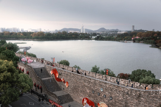 南京城墙玄武湖全景