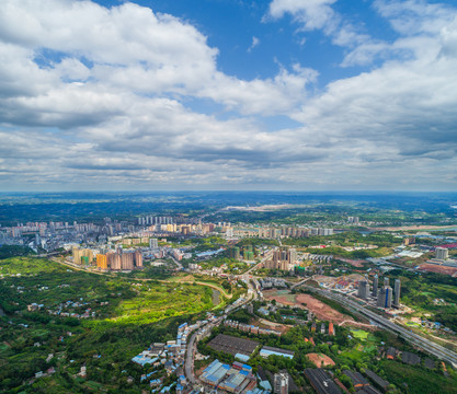 四川简阳市俯瞰