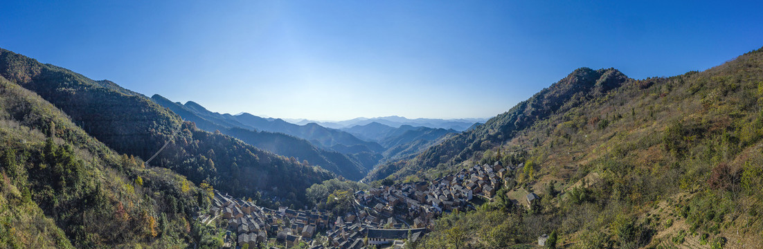 宽幅黟县阳产土楼全景大图