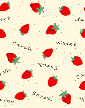 草莓拼字母底纹原点印花图