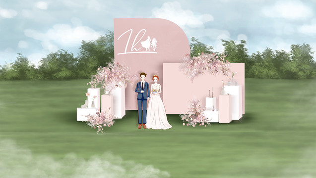 粉色户外婚礼
