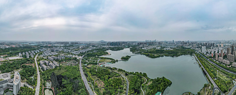 安徽合肥翡翠湖航拍全景