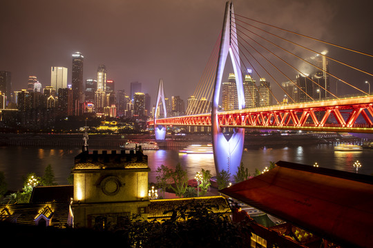 重庆东水门长江大桥夜景