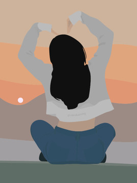 熱愛生活的女孩插畫頭像插畫