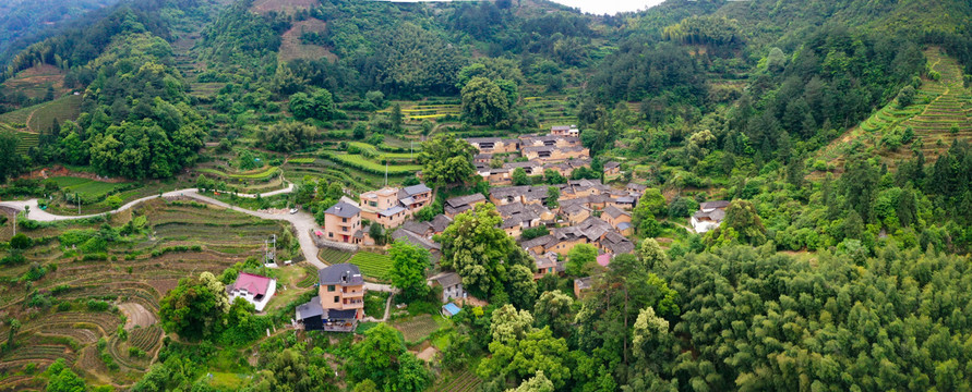 航拍丽水松阳杨家堂古村