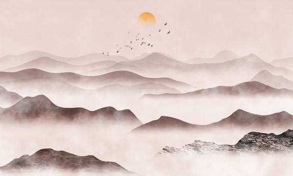 中國風(fēng)山水裝飾畫