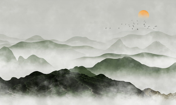 水墨山水裝飾畫(huà)