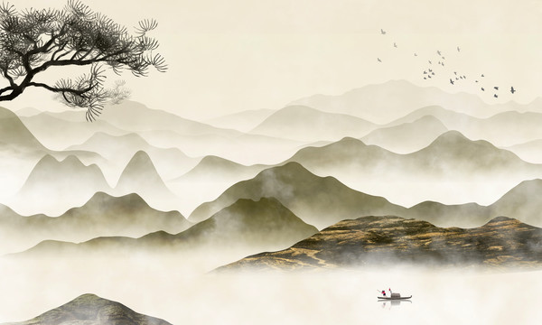 中國(guó)風(fēng)水墨山水背景