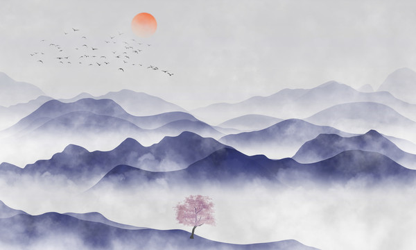 中國風(fēng)山水裝飾畫