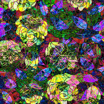 欧式彩色抽象油画花卉