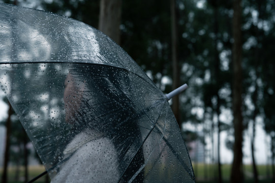 下雨天打伞的女人