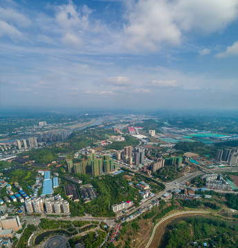 四川简阳市俯瞰城西