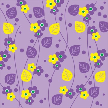 紫色树叶花朵矢量图案底纹