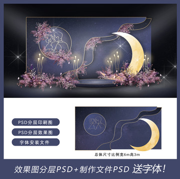 藍(lán)紫色星空婚禮效果圖