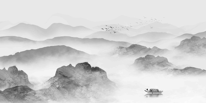 水墨山