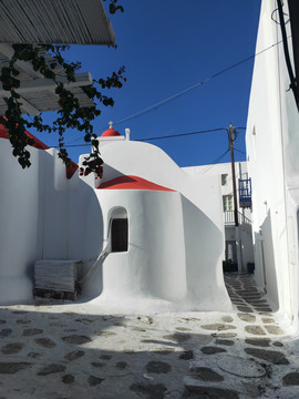 希腊蓝白红建筑