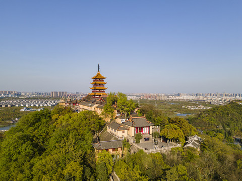 航拍南通狼山风景区