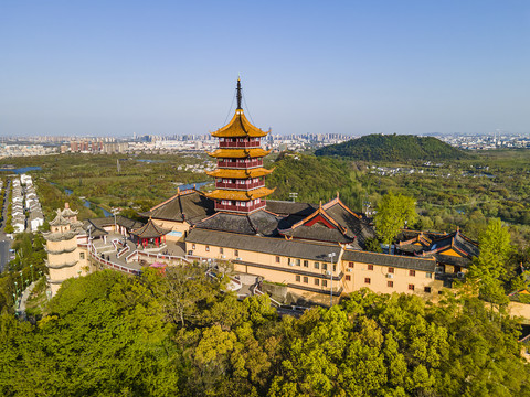 航拍南通狼山风景区