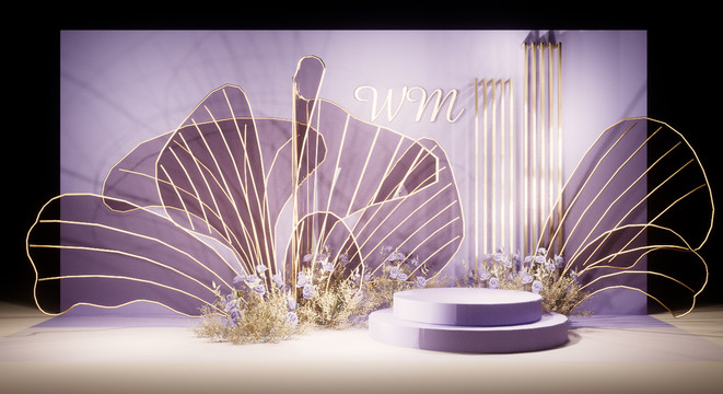 紫罗兰色迎宾区婚礼SU3D模型