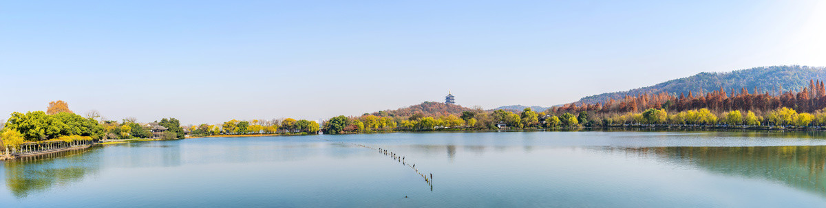 杭州西湖全景图大画幅苏堤雷峰塔